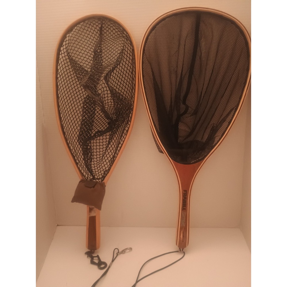 Lot Of 2 Vintage Frabill Support Catch& Release Fishing Nets 2 Tone Brown...